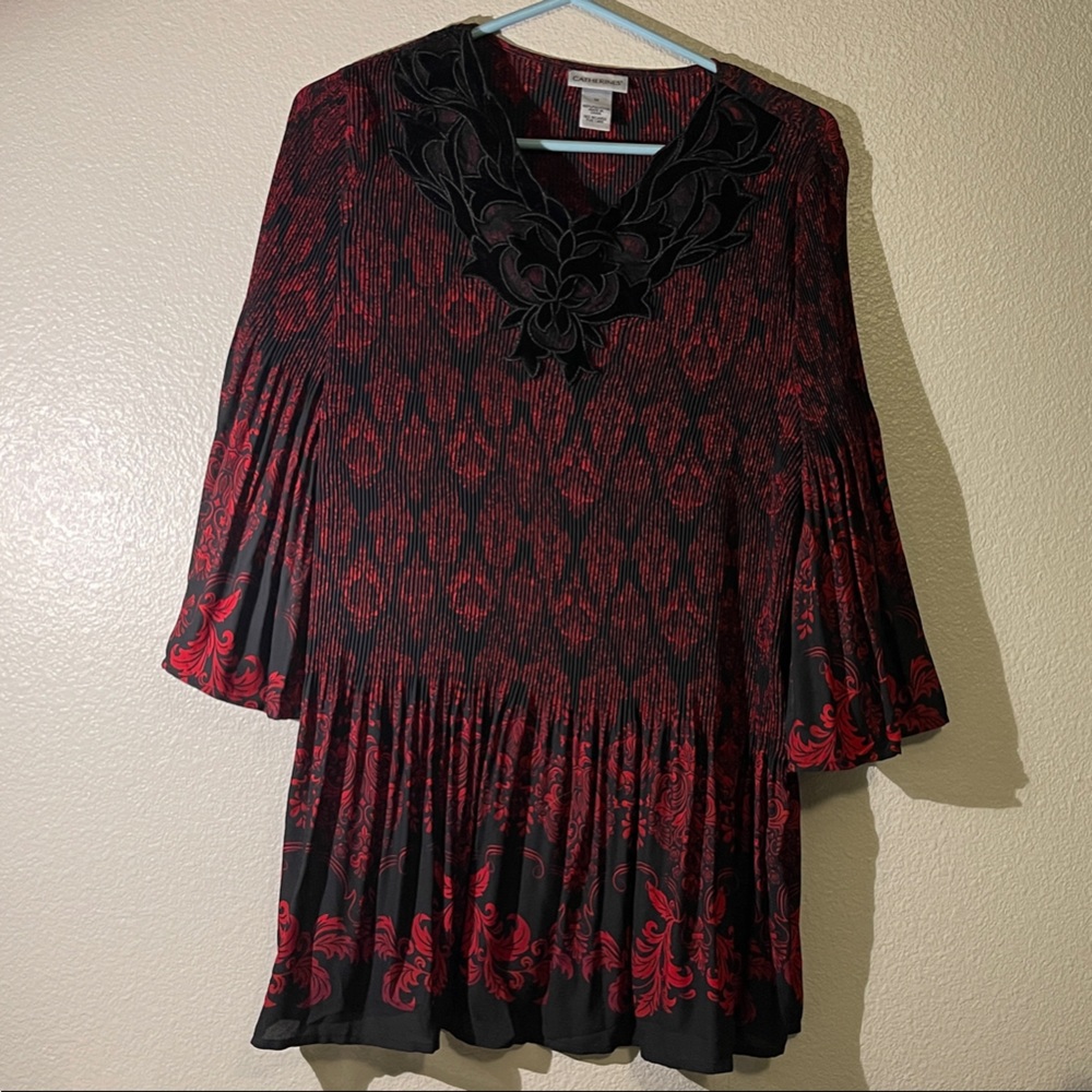 Catherines Black and Red Floral Blouse